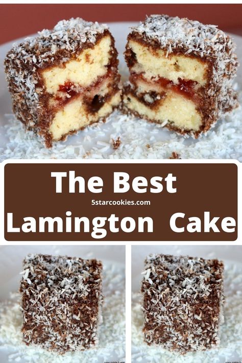 Lamington Cake Recipe, Lamington Cake, Lamingtons Recipe, Australian Desserts, Cake Bars Recipe, Coffee Cake Recipes Easy, Aussie Food, Desiccated Coconut, Australia Food