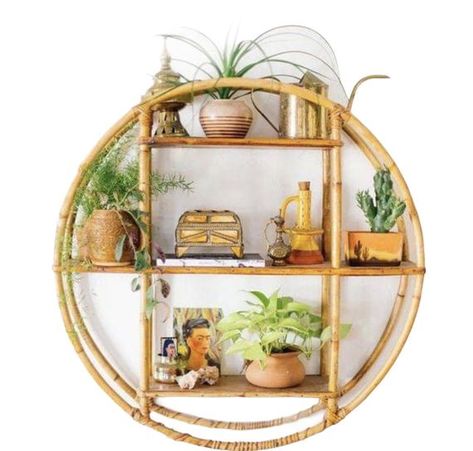 Description- Circular wall Shelf classic rattan, from Mishra enterprises,Perfect for all your little plants, books, and curiosities. The Rattan Wall Shelf comes with its unique design that fits perfectly on the walls of your Living room as a Wall Mount Shelf. It has rack spaces to keep your special Rattan Wall Shelf, Round Wall Shelves, Rattan Wall, Cane Furniture, Bamboo Furniture, Living Room Shelves, Chairs Dining, Bamboo Plants, Rattan Furniture