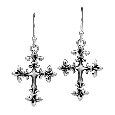 Dope Jewelry, Silver Dangle Earrings, Sterling Silver Dangle Earrings, Drop Dangle Earrings, Cross Earrings, Cross Jewelry, Earrings Drop, Fantasy Jewelry, Gothic Jewelry