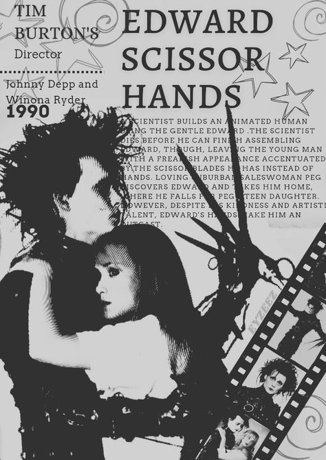 graphic design/poster Edward Scissorhands, Edward Scissor Hands, Edward Scissor, Scissor Hands, Septième Art, Dorm Posters, Music Poster Design, I Love Cinema, Horror Posters