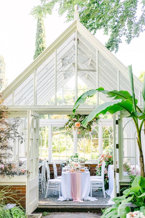 What's more romantic than a beautiful bridal shower surrounded by greenery? 😍This stunning bridal shower by Bowties & Bouquets will have you swooning! 💕 With the all-glass greenhouse at Cedarhurst Home as the perfect backdrop, Mikaela and her best friends enjoyed a high tea celebration filled with couture gowns, fine china teacups, and delicious treats. #bridalshower #greenery #hightea #weddingplanning #romance #bridetobe Greenhouse Party Ideas, Greenhouse Tea Party, Greenhouse Bridal Shower Ideas, Tea Party Room, Greenhouse Party, Greenhouse Studio, Shower Shoot, Rustic Greenhouses, Tea Bridal Shower