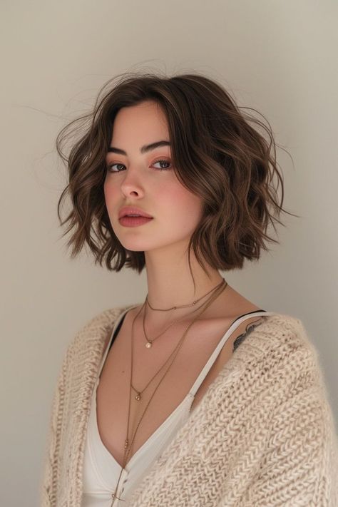 Simplify your morning routine with these 9 short wavy bob haircuts. Ideal for a hassle-free yet trendy start to your days in 2024. Short Wavy Haircuts, Wavy Bob Haircuts, Wavy Haircuts, Hair Inspiration Short, Short Wavy Hair, Short Wavy, Penteado Cabelo Curto, Trendy Hair, Short Hair Haircuts