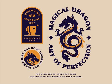 Magical Dragon by Ikhwan Hakim on Dribbble Dragon Graphic Design, Fantasy Graphic Design, Ideas For Logos, Dragon Logo Design, Magical Branding, Magic Logo, Magical Dragon, Logo Dragon, Fantasy Logo