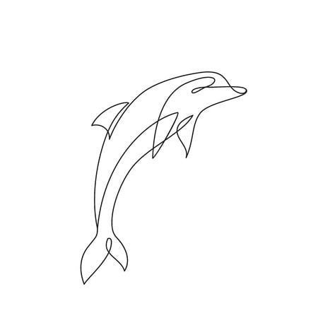 Dolphin line art Single Line Dolphin Tattoo, Sea Animal Line Art, Beach One Line Drawing, Sea Animal Tattoos Simple, Dolphin Line Tattoo, Dolphin Outline Tattoo, Dolphin Drawing Simple, Delfino Tattoo, Line Art Dolphin