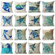 Find great deals for 18‘Cute Sea Mermaid Cotton Linen Sofa Cushion Cover Throw Pillow Case Home Decor. Shop with confidence on eBay! Oyster Bay Bathroom, Colorful Vintage Cottage, Great Room Decor, Beach Furniture, Animal Pillow, Crafts Painting, Oyster Bay, Sofa Cushion Cover, Cover Sofa