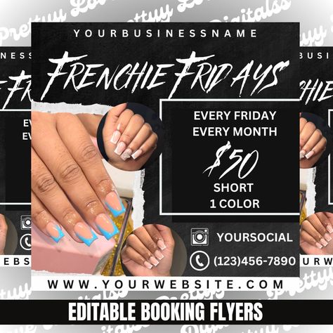 Nail Special Flyer♥️ Promoting your business is crucial if you want to attract new customers. PRODUCT This is a digital download. No physical product will be shipped to you. Complete your purchase to receive and download instantly. WHAT'S INCLUDED? - 1080X1080px Canva Flyer Template - PDF Link To Access Canva Template - Template Instructions - Lifetime Access to Template! HOW TO DOWNLOAD? Go to your Etsy account. Select "Purchases and reviews" and next to your order, select "Download files". You cannot download it from your Etsy app. REFUND/RETURN If you have any concerns, feel free to send me a message and I will gladly help you! Thank you for your support. Make sure to visit my store for more products! If you are satisfied with your order, don't forget to leave a review 😊 Nail Giveaway Post Ideas, Nail Deal Flyers, Nail Flyer Ideas, Nail Special Flyer, Nail Flash, Nail Suite, Nail Tech Flyer, Promotion Flyer, Canva Flyer