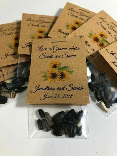 Sunflower Wedding Favors, Sunflower Wedding Decorations, Seed Packets Favors, Rustic Sunflower Wedding, Sunflower Party, Sunflower Themed Wedding, Sunflower Bridal Shower, Future Wedding Plans, Baby Birthday Party