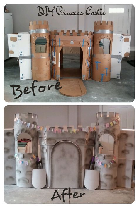 Princess Castle DIY Castle Diy Cardboard, Castle Diy, Castle Project, Carton Diy, Cardboard Castle, Castle Backdrop, Knight Party, Medieval Party, Castle Decor