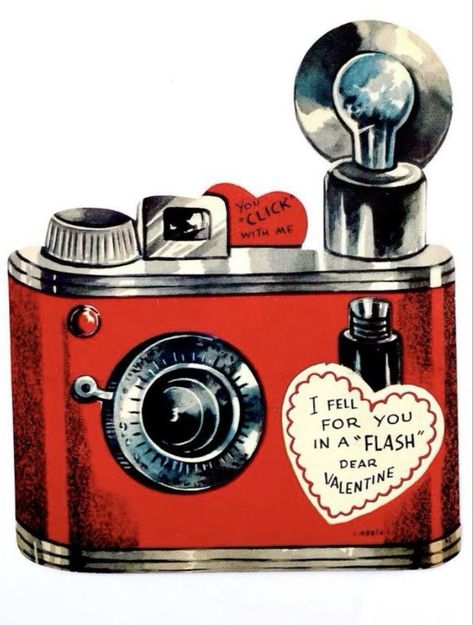 Vintage Flash, Vintage Valentine Cards, Retro Valentines, My Funny Valentine, Vintage Valentine, Photo Vintage, Valentine Fun, Vintage Greeting Cards, Vintage Camera