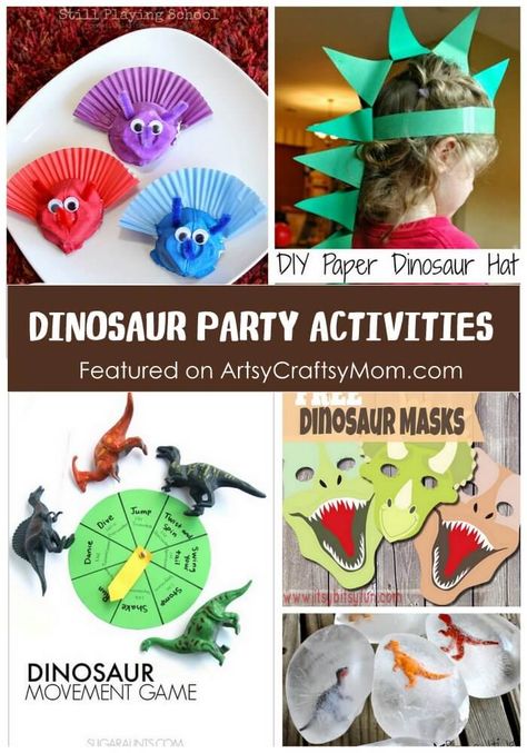 Diy Dinosaur Party Games, Jurassic Park Party Games, Dinosaur Birthday Party Games, Kids Dinosaur Games, Diy Dinosaur Decor, Dino Party Games, Birthday Party Craft Ideas, Dinosaur Party Activities, Dinosaur Kids Party