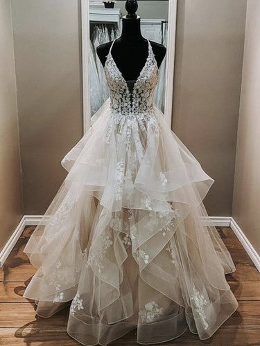 Champagne Wedding Dress Lace, Backless Lace Wedding Dress, Lace Wedding Dresses, فستان سهرة, Gown Prom, Dresses Elegant, Prom Dresses Lace, Ball Gown Dresses, Dress Formal