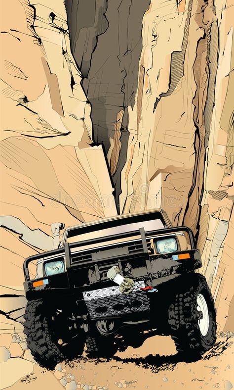 Four wheel car. Vector illustration of a four wheel car on a off road driving in #Sponsored , #AD, #Affiliate, #car, #driving, #road, #wheel Offroad Illustration, Off Road Wallpaper, Car Illustration Art, Driving Illustration, Jeep Illustration, Off Road Cars, Car Vector Illustration, Cars Vector, Driving Road