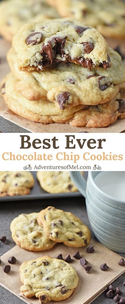 Chocolate Chip Cookies are my favorite dessert, and this easy recipe is the best chocolate chip cookie recipe ever! Make homemade chewy cookies from scratch that are slightly crispy on the edge, soft and chewy in the middle. Plus I share an easy tip for keeping them soft and chewy in the cookie jar. Chocolate Chip Cookies From Scratch, Best Chocolate Chip Cookie Recipe Ever, Best Chocolate Chip Cookies Recipe, Best Chocolate Chip Cookies, Cookies From Scratch, Best Chocolate Chip, Easy Chocolate Chip Cookies, Dessert Easy, Easy Cheesecake Recipes