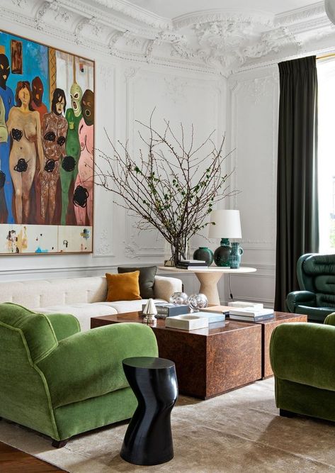 Luis Laplace, Paris Atelier, Organic Modern Decor Living Room, Living Room Red, Living Room Green, Blue Living Room, Small Living Room, Architectural Digest, The Doors