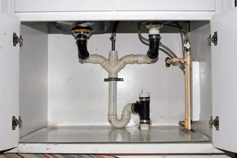 Better Undersink Plumbing - Fine Homebuilding Sink Drain Plumbing, Under Sink Plumbing, Kitchen Sink Plumbing, Plumbing Layout, Under Kitchen Sink, Sink Plumbing, Fine Homebuilding, Kitchen Construction, Plumbing Drains