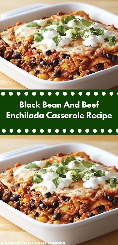 Discover a flavorful twist on dinner recipes with our Black Bean and Beef Enchilada Casserole. It’s a crowd-pleaser that makes mealtime fun and enjoyable for the whole family, even the kids! Beef Enchilada Casserole, Easy Enchilada Casserole, Easy Beef Enchiladas, Family Dinner Recipe, Ground Beef Enchiladas, Beef Enchilada, Beans And Corn, Yummy Casserole Recipes, Black Bean Enchiladas