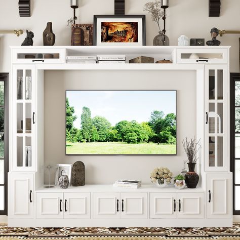 Ikea Entertainment Center, Living Room Cupboards, Entertainment Center With Storage, Tv Entertainment Center, Ikea Built In, Entertainment Center Wall Unit, White Entertainment Center, Meja Tv, Large Tv Stands