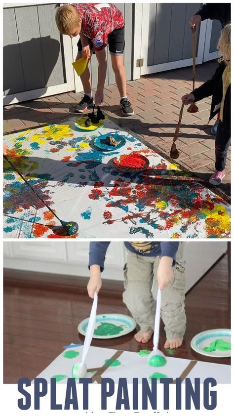 Outdoor Art Eyfs, Creative Art Activity For Preschoolers, Creative Outdoor Activities, Outside Painting For Kids, Paint Games Outdoor, Outdoors Activities Preschool, Outdoor Process Art, Paint Sensory Activities, Eyfs Outdoor Activities Ideas