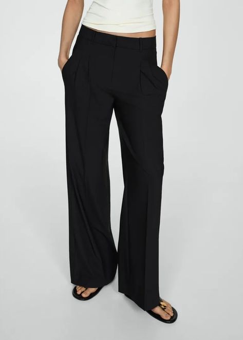 Mango French-Girl Style: These 30 Chic Pieces Are It | Who What Wear UK French Girl Style, Pleated Trousers, Straight Trousers, Fitted Trousers, Straight Leg Trousers, French Girl, Saint Tropez, Who What Wear, Dart