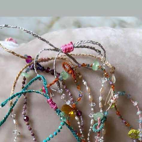 Antonia  Rossi on Instagram: "Let’s run under the starlight. The amulets are the sari fragments left over from my work. #bracelet #antiquebeads #amulets #colorfull #joyful #amuletos #omamori #embroideryart #stiching #finejewlery #sari #zerowaste" Arch Nemesis, Fine Jewlery, Sophie Digard, Pretty Jewelry, Left Over, Summer Crafts, Pretty Jewellery, Embroidery Art, Cute Jewelry