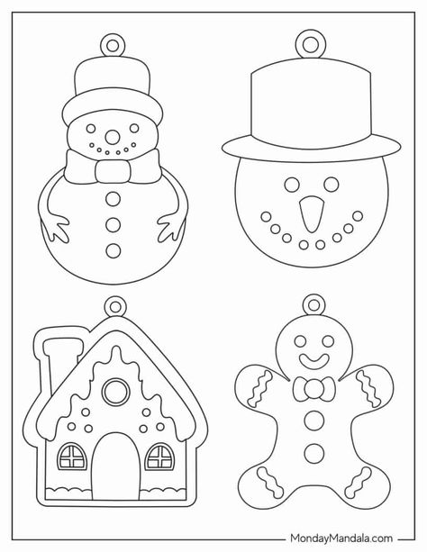 52 Printable Christmas Ornaments (Free PDF Templates) Whimsical Christmas Art Free Printable, Printable Christmas Tree Ornaments, Free Felt Ornament Patterns Templates, Kid Diy Ornaments Christmas, Christmas Ornament Coloring Pages Free Printable, Diy Easy Felt Christmas Ornaments, Needle Punch Christmas Ornaments, Embroidery Patterns Free Printables Christmas Ornament, Christmas Printable Ornaments