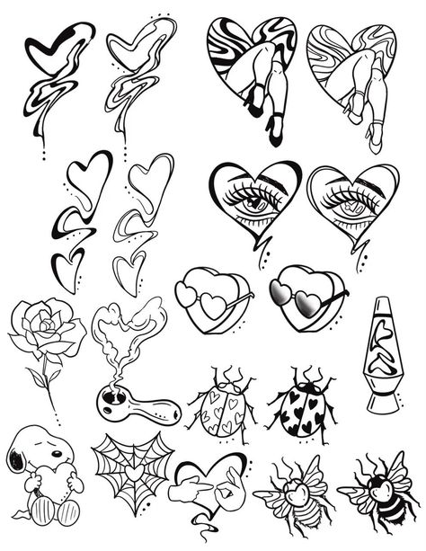 Tattoo Flash For Valentines Day 2024 By Funk Tha World. We like it. Funky hearts for every valentine. These are cute images Funk created for the upcoming Valentines Day tattoo & body piercing special this Valentine's day. Call 404-973-7828 or stop by for a free consultation. Walk-Ins are welcome. #FunkThaWorld #blacktattooartist #blackbusiness #atlantatattooartist #tattoodesign #tattooartist #tattooshop #atlantatattooshop #georgiatattooartist #tattooflash #tinytattoo #smalltatoo