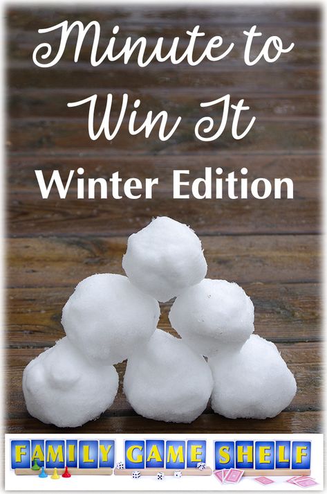 Have fun outside in the snow this winter with these Minute to Win It Winter Edition games. Find out how to play and what you need at FamilyGameShelf.com Games With Snowballs, Winter Snow Games, Minute To Win It Snowball Games, Winter Yard Games, Snowman Minute To Win It Games, Snowball Games For Kids, Winter Group Activities For Kids, Winter Pep Rally Games, Snow Themed Games For Adults