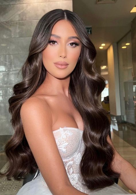 Hollywood Glam Hair, Gorgeous Wedding Hairstyles, Hollywood Curls, Bridal Hair Down, Long Hair Waves, Pageant Hair, Bridesmaid Hair Makeup, Guest Hair, Hollywood Hair