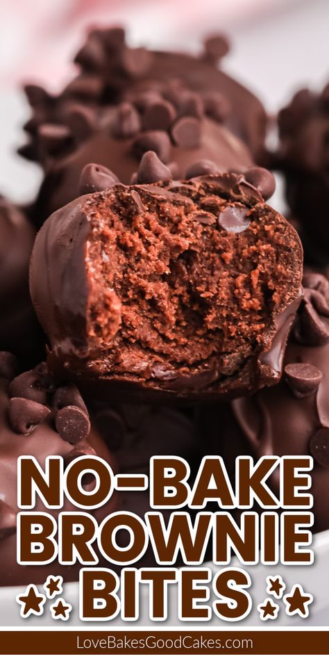 No-Bake Brownie Bites No Bake Brownie Bites 3 Ingredients, Things To Do With Melted Chocolate, No Bake Chocolate Recipes, Quick No Bake Dessert Recipes, No Oven Dessert Recipes, Brownie Bites No Bake, No Oven Desserts, No Bake Brownie Bites, Chocolate Treats Easy