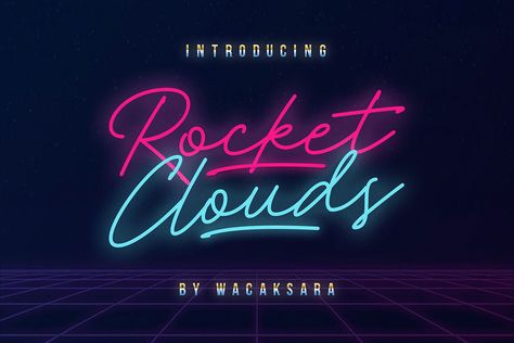 Rocket Clouds Script Font was inspired by 1980’s music and neon lights — a modern take on retro styling, this two-font duo will bring your designs to life. 90s Font, Typography Typeface, Feminine Fonts, Fonts Typography, Hand Lettering Fonts, Best Free Fonts, Text Overlay, Signature Fonts, Types Of Lettering