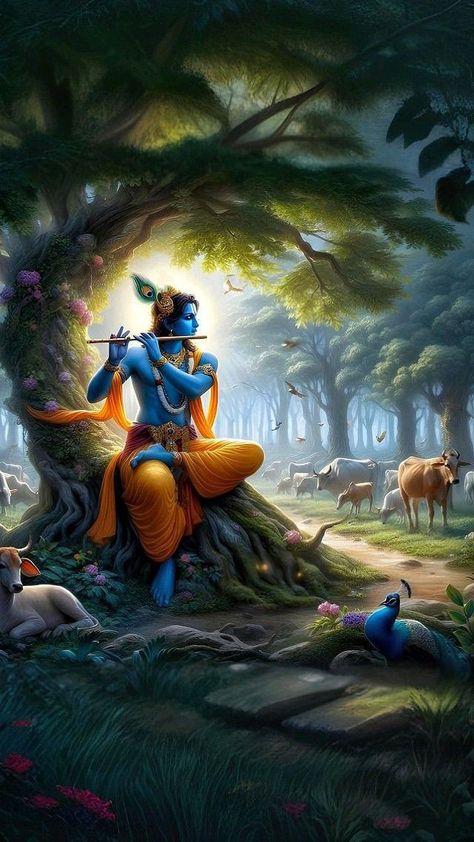 Kanha Background, Krishna 4k Wallpaper, Wallpaper Of Krishna Ji, Lord Sri Krishna Hd Wallpapers, Lord Krishna Flute, Shree Krishna Flute, Sri Krishna Images, Krishna With Flute, Lord Krishna Illustration