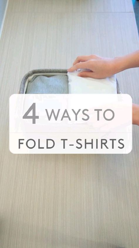 Fold T Shirts, Shirt Folding Trick, T Shirt Folding, Clothes Drawer Organization, Folding Fitted Sheets, Fold Clothes, Diy Clothes Hacks, Packing Hacks Clothes, Shirt Folding