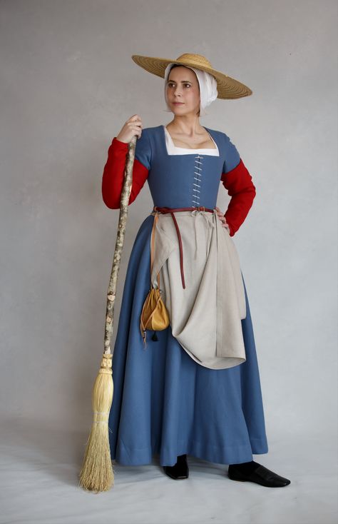 1650s Dress, 1520s Fashion, Sca Outfits, Tudor Peasant, Commoner Clothing, 1400s Dresses, 1805 Fashion, 1650s Fashion, Medieval Peasant Woman