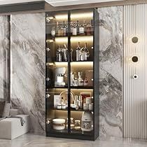 Showcase For Living Room, Black Glass Door, Curio Cabinet Displays, Glass Curio Cabinets, Glass Display Shelves, Curio Display, Home Office Cabinets, Living Room Black, Cabinet Display