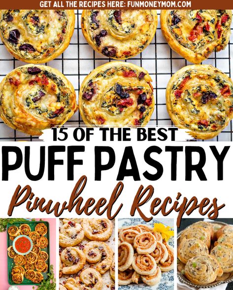 Brunch Pinwheel Recipes, Puff Pastry Apps Appetizers, Puff Pastry Rolls Appetizers, Appetizer Pinwheels Baked, Phyllo Pinwheel Appetizers, Puff Pastry Appetizers Pinwheels, Pinwheels With Puff Pastry, Game Day Food Puff Pastry, Puff Pastry Swirls Appetizers