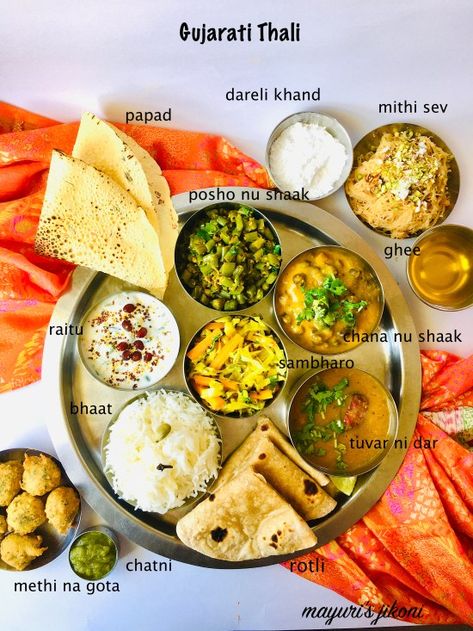 Gujarati Thali, Delicious Food Image, Gujarati Cuisine, Gujarati Snacks, Indian Veg Recipes, Healthy Indian Recipes, Vegan Snack, Vegetarian Fast Food, Tastemade Recipes