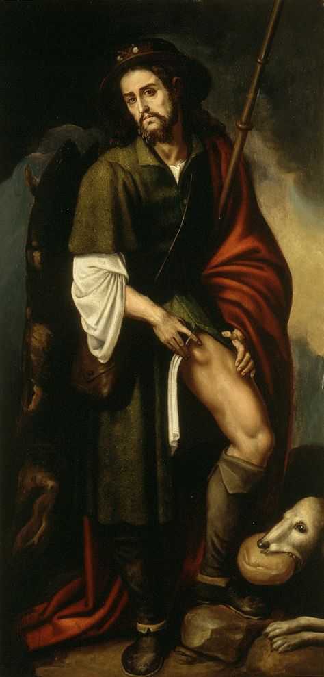 "San Roque" Saint Roch, by Francesc Ribalta (1565–1628). Prayer For Help, Christian Iconography, Saint Roch, San Rocco, Sign Of The Cross, Religious Images, Dog Help, A4 Poster, John The Baptist