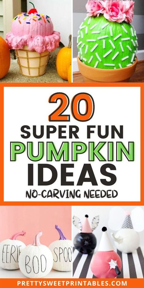 If you love pumpkin painting and decorating, you'll love these no carve pumpkin ideas. We have 20 pumpkin decorating ideas that will inspire you to DIY your pumpkins with the the kids. Have fun this Halloween season and make your pumpkin a no-carve one! #halloween #halloweendecor #pumpkindecor #fall Cute Ways To Decorate A Pumpkin, Montessori, Pumpkin No Carving Ideas Creative, Cutest Pumpkin Decorating Ideas, Mini Pumpkin Contest Ideas, Easy Pumpkin No Carving Ideas, Fun Ways To Decorate Pumpkins, Mini Pumpkin Decorating Contest, S’mores Pumpkin Decorating