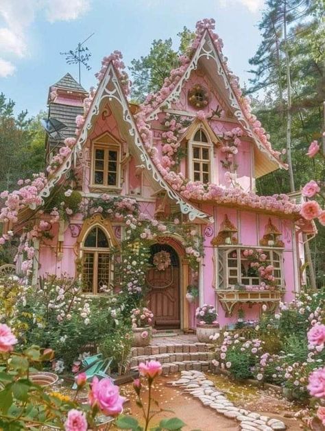 Witch Core Room, Coquette Castle, Pink Mansion, Fairytale Houses, Fairy Theme, Atomic Ranch, Cottage Witch, Dream Bedroom Inspiration, Dream Apartment Decor