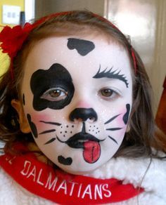 Dalmatian Face Painting and costume | Flickr - Photo Sharing! Dalmation Face Paint, Dalmation Makeup, Diy Dalmatian Costume, 101 Dalmatians Costume, Dalmation Costume, Dog Face Paints, Dalmatian Halloween, Halloween Makeup For Kids, Dog Makeup