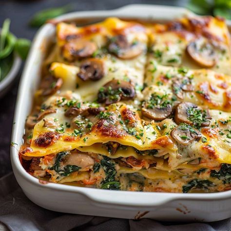 Chicken Mushroom and Spinach Lasagna: A Hearty Family Meal Mushroom And Spinach Lasagna, Sunday Family Dinner, Bird Suet, Lasagne Recipes, Lasagna Noodles, Chicken Mushroom, Chicken Lasagna, Hearty Chicken, Spinach Lasagna