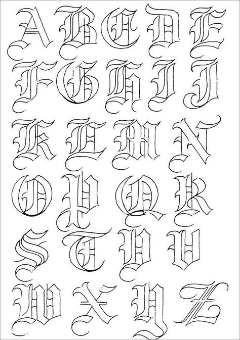 Old English alphabet letters in a modern font, perfect for designing logos, branding, packaging, and other creative Cursive Lettering Alphabet, Fonts Alphabet Old English, Cholo Lettering Alphabet, Chicano Lettering Alphabet, Bold Fonts Alphabet, Alphabet Old English, Alphabet Design Fonts, Money Font, Medieval Calligraphy