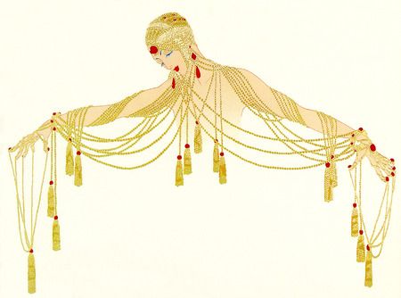 Erte Illustration, Arte Art Deco, Erte Art Deco, Erte Art, Romain De Tirtoff, Art Deco Illustrations, Art Deco Artists, Vogue Style, Art Deco Illustration