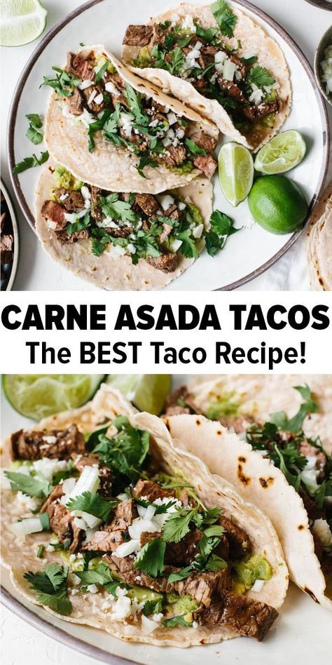 Authentic Carne Asada, Flank Steak Tacos, Street Taco Recipe, Carne Asada Recipes, Street Taco, Authentic Mexican Recipes, Carne Asada Tacos, Asada Tacos, Steak Tacos