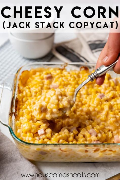 Jack Stacks Cheesy Corn, Side Recipes For Bbq, Opies Bbq Spicy Corn, Smoked Cheesy Corn, Cheesy Corn Stovetop, Brookville Corn Recipe, Cheesy Corn Crockpot, Corn Side Dishes For Bbq, Jack Stack Cheesy Corn Recipe