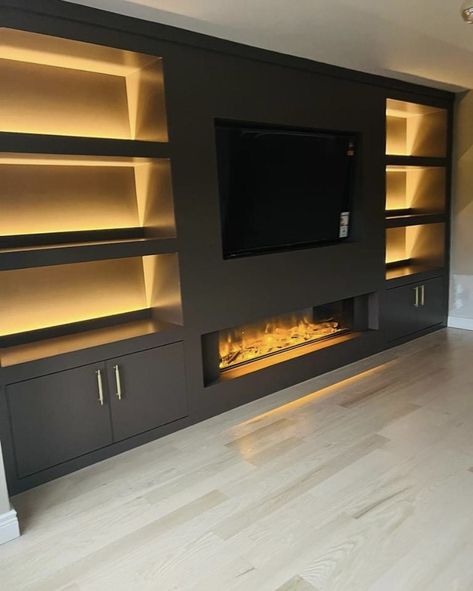 Wall Decor Tv, Built In Tv Wall Unit, Wall Units With Fireplace, Feature Wall Living Room, Built In Shelves Living Room, Living Room Wall Units, Living Room Built Ins, Fireplace Tv Wall, Keep It Clean