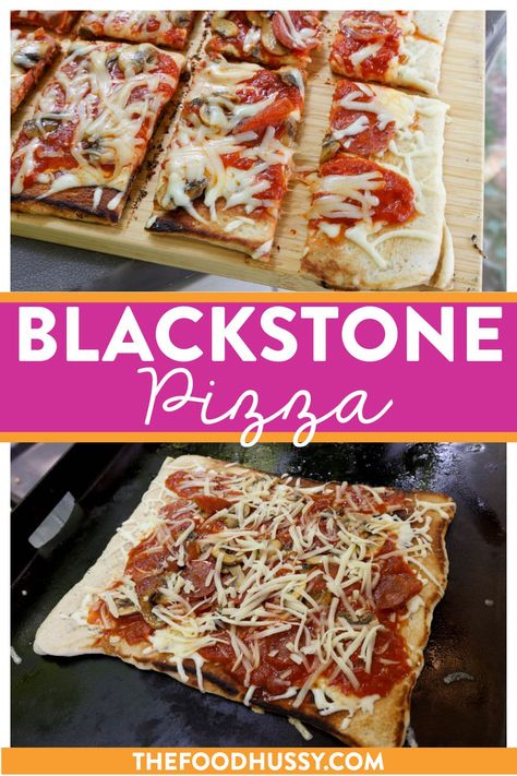 Blackstone Pizza Black Stone Pizza Dough, Blackstone Pizza Recipes, Pizza On Blackstone Griddle, Pizza On Blackstone, Blackstone Pizza, Big Mac Pizza, Easy Camping Dinners, Upside Down Pizza, Blackstone Cooking