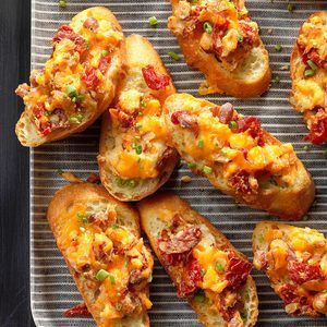 Smoked Pimiento Cheese Crostini Recipe: How to Make It Luncheon Recipes, Almond Cheese, Mini Pie Recipes, Quiche Lorraine Recipe, January Ideas, Creamy Asparagus, Football Ideas, New Years Eve Food, Crostini Recipes