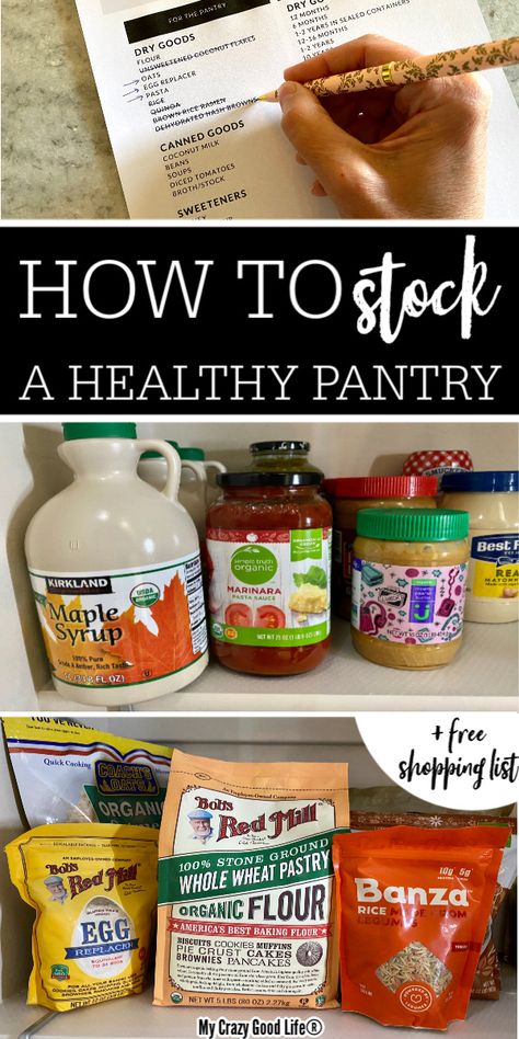 Healthy Pantry Essentials, Food Staples To Have, Fall Pantry Stock Up, Staples To Have In Your Pantry, Gluten Free Pantry Staples, Healthy Foods To Keep In The House, Clean Eating Pantry Staples, Stock Pantry List, Things To Always Have In Your Pantry