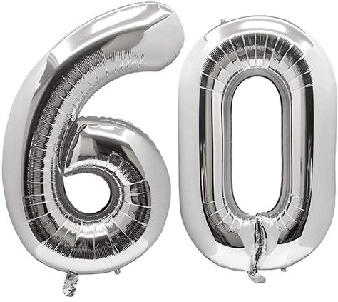 Amazon.com: AULE 40 Inch Jumbo Silver Foil Mylar Number Balloons for Men Women 60th Birthday Party Decorations 60 Years Old Anniversary Party Supplies : Home & Kitchen Balloons For Men, 60 Balloons, Wedding Anniversary Party Decorations, Diamond Theme, 60th Birthday Party Decorations, Silver Balloon, Anniversary Event, Marriage Anniversary, Wedding Anniversary Party